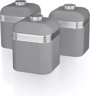 Swan SWKA1020GRN Retro Kitchen Storage Canisters, Iron, Grey, Set of 3