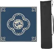 BSapp Square Mahjong Mat, Mahjong Table Mat with Storage Bag, Thickened Mahjong Pad Anti Slip Nn, for Mahjon Poker (33.46 * 33.46in,Blue 3)
