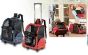 Blue Pet Carrier Cat Rolling BackPack Airline Wheel Luggage
