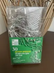 Home Accents 30 LED Micro Dot String Light Warm White Battery Operated Prisms
