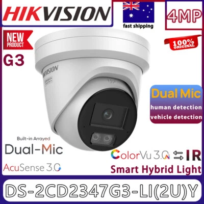HIKVISION 4MP AI ColorVu IP Camera 3.0 Acusense Dual Mic DS-2CD2347G3-LI2UY AU