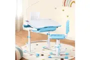 Keezi Kids Table and Chair Set Adjustable Study Desk w/ LED Lamp Reading Blue