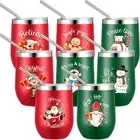 8 Pcs Christmas Tumbler with Lid 12 Oz Double Wall Insulated Travel Coffee Mug S