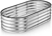 Galvanized Raised Garden Bed Outdoor // 4×2×1 ft Planter Boxes Raised Beds for Outdoor Plants, Vegetables, Gardening // Large Metal Raised Garden Bed Kit (Silver) // Patent Pending Tool-Free Assembly