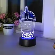 EXIGENT Boba Bubble Milk Tea 3D Acrylic LED Lamp Night Light Flashing Cool (BobaLamp)