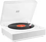 Fenton RP162W Record Player with Bluetooth Output, White Record Player with Built-in Speakers, Bluetooth Transmitter Turntable for Wireless Streaming, Stylish Vinyl Player, 33 & 45 RPM Support