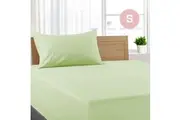 Single Size Pistachio Color Poly Cotton Fitted Sheet + Pillowcase