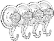 Waterproof Powerful Reusable Shower Suction Hooks,Clear Suction Shower Hooks,Suction Cup Hooks,Shower Suction Hooks,4Pcs Heavy Duty Vacuum Suction Hooks,Powerful Vacuum Suction Cup Hooks for Home