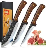 Set 3-Piece Boning Knife Set Japanese Style Knife Razor Sharp Full Tang Butcher