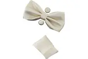 Mens Ivory Matching Bow Tie, Pocket Square & Cuff Links Set