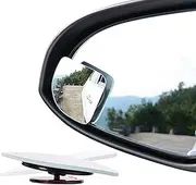 Fan Shape 360 Degree Adjustabe Blind Spot Mirrors, Ampper HD Glass Convex (Low Curvature) Frameless Stick On Lens (Pack of 2)