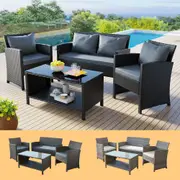 ALFORDSON Outdoor Furniture 4PCS Garden Patio Dining Chairs Table Set Wicker
