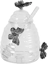 HOMOBABE Pattern Honey Jar Lid Glass Pot for Honey Storage Kitchen Decorative Honey Container