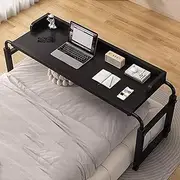 Queen Size Over Bed Table, Movable Bedside Table with Wheels, Height Adjustable 65-95 Cm, Suitable for Home, Hospital(Black)