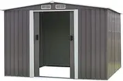 Wallaroo 8ft x 8ft Garden Sheds Tool Storage Outdoor Workshop Shelter Spire Roof - Grey