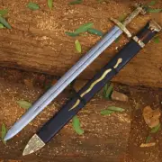 Medieval European Functional Viking Sword | Hand Forged Damascus Steel Full Tang