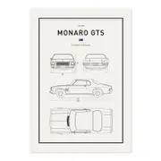 Classic Car Blueprint - Holden Monaro GTS A1 Poster Print