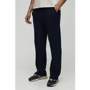Mens Navy Relaxed Ribbed Textured Knitted Jogger