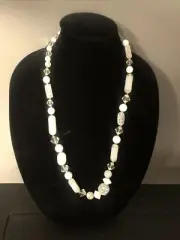 Vintage Genuine Lucite White And Clear Necklace With Tags