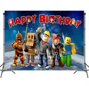 Roblox Blue Backdrop Birthday Party Supplies Background Photo Banner Decorations