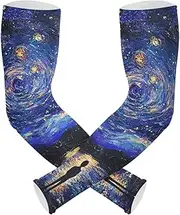 [sanluoli] UV protection arm sleeves compression sleeve outdoor sports & outdoor working two way wearing styles cubre brazos, Midnight Starry Sky Stars Sparkling