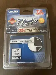 Brother TZ-121 label tape, P-touch, Black Print on Clear Tape 3/8" width