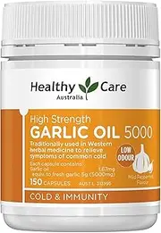 Healthy Care High Strength Garlic Oil Capsules - Supports Immune and Cardiovascular Health - Premium Dietary Supplement - All-Natural Ingredients - 150 Capsules