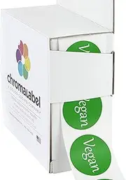 ChromaLabel 1 Inch Round Label Permanent Food Labels, 500 Stickers per Dispenser Box, Green, Vegan