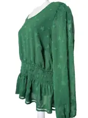 TORRID 1 Green Chiffon Babydoll Blouse New