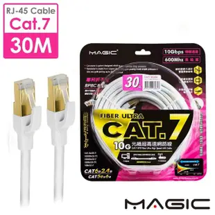 【MAGIC】Cat.7 SFTP圓線 26AWG光纖超高速網路線-30M(專利折不斷接頭)