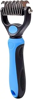 Leona Co Pet Grooming Brush, Double Sided Shedding, Dematting Deshedding Trimmer Undercoat Rake for Dogs & Cats (Small, Blue)