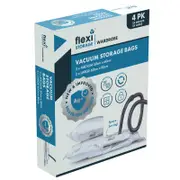 Flexi Storage Wardrobe Medium And Large Silver-Infused Vacuum Storage Bags - 4 Pack
