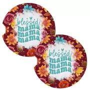 Blessed Mama Floral Coasters for Car Cup Holders Set of 2