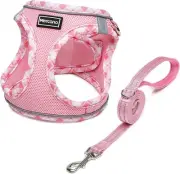 Mercano Soft Mesh Dog Harness and Leash S (Chest: 13"-15"), Pink