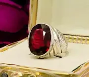 Big Red Graceful African Ruby Stone With Unique Frame Ring Silver 925