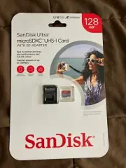 Brand New128 GB SanDisk Ultra MicroSD XC UHS-1 Card with SD Adapter.