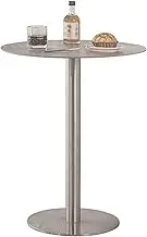 Stainless Steel Cocktail Table, Indoor Outdoor Bar Height Table, Classic Bistro Pub Furniture Kitchen Work Table with Stable Frame and Base(50x75cm/1.6x2.5ft)