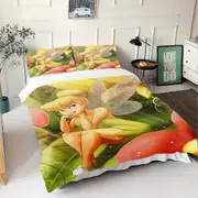 v1408 Bed Sheets Princess Fairies Bed Covers Bedding Set,Modern Printed -Piece Set Queen Comforter Sets Stitch / Bed Linen 3-Piece Bedding Set (1 Duve
