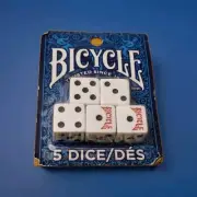 Bicycle Lucky Dice 5 Count Set Black & White New