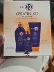 It's a 10 KERATIN PLUS KIT for hair: Shampoo, Conditioner & Miracle Leave In