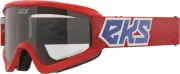 EKS Brand GOX Flat Out Clear Goggles (OSFA, Red/White/Blue Metallic)