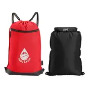 GymSak 2-in-1 Drawstring Cinch Bag with Removable Waterproof Dry Bag - Red