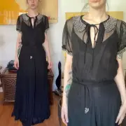 Kate Moss TopShop BNWT Black Chiffon Crystal Embellished Pleated Shear Dress