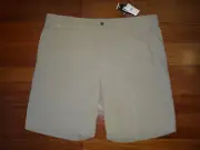 NWT Adidas Men's ClimaLite Stretch 3-Stripes Khaki Golf Shorts $80 size 48