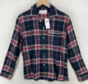 ABERCROMBIE & FITCH Shirt WMens XS Flannel Tartan Plaid PJ Button Down Blue NEW