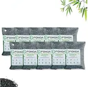 FOHOA Air Purifying Bags 10 Pack, Activated Bamboo Charcoal Bags for Home, Odor Absorber, Eliminator, Damp Rid, Car, Closet, Bathroom, Basement, Litter Box, Shoe, Air Fresheners(200 Grams Each)