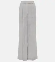[Brunello Cucinelli] Brunello Cucinelli Low-rise linen-blend wide-leg sweatpants AU 18 grey