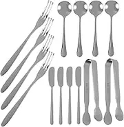 LABRIMP Stainless Steel Cheese Knife Fork Spoon Set 14 Piece Cheese Serving Tools Easy to Maintain for Cheese Butter Cake