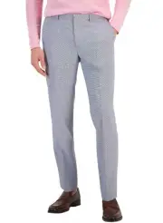 Hugo Boss Mens Simmons Regular Fit Houndstooth Dress Pants 38W x 34L Light Blue