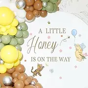 ZsaTuiy Winnie the Pooh Baby Shower Decorations, 'A Little Honey Is On The Way' Balloon Arch Decal, White
